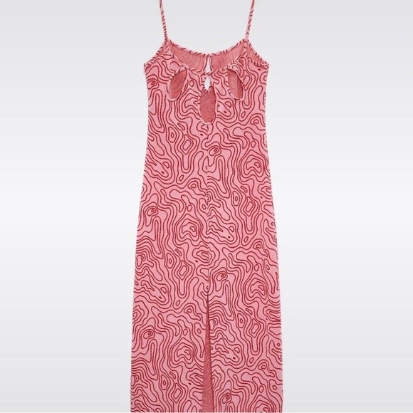 Zara Pink Swirly Jacquard Midi Dress NWT - Picture 2 of 7